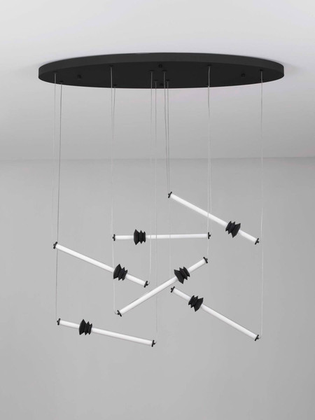 Nova Luce LED Pendelleuchte Stalactite dimmbar 36W warmweiss 3000K Schwarz Aluminium Keramik 120x43cm 9236409