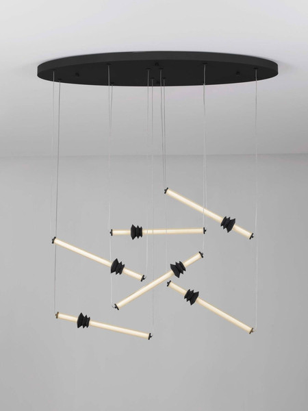 Nova Luce LED Pendelleuchte Stalactite dimmbar 36W warmweiss 3000K Schwarz Aluminium Keramik 120x43cm 9236409