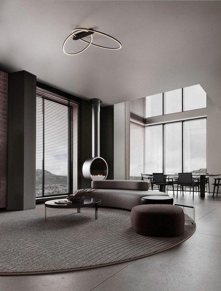 Nova Luce LED Deckenleuchte Kiklos dimmbar 42W warmweiss 3000K Schwarz Stahl Aluminium 72x59cm 9248171