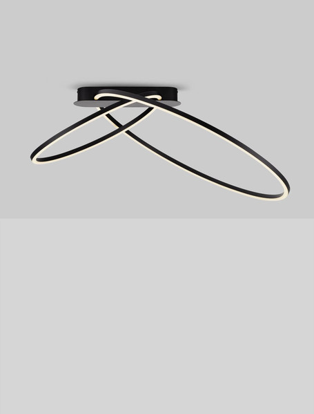 Nova Luce LED Deckenleuchte Kiklos dimmbar 42W warmweiss 3000K Schwarz Stahl Aluminium 72x59cm 9248171