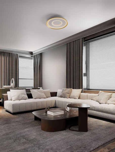 Nova Luce LED Deckenleuchte Figin dimmbar 40W CCT warm-/neutralweiss 2700-5000K Gold Stahl Aluminium Ø50cm 9248179
