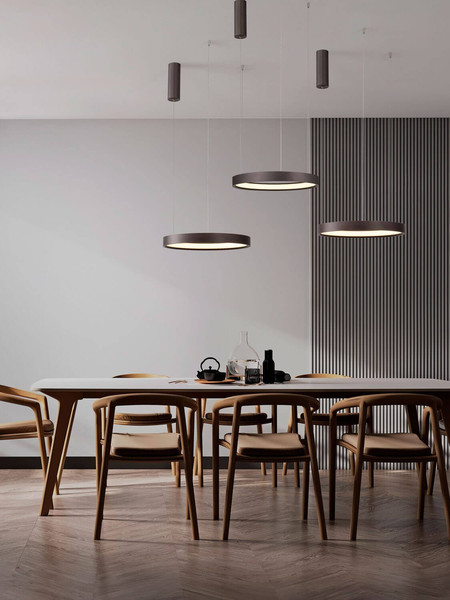 Nova Luce LED Pendelleuchte Perrine dimmbar 22W warmweiss 3000K Kaffeebraun Aluminium Ø40cm 9345647