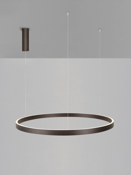 Nova Luce LED Pendelleuchte Elowen dimmbar 106W warmweiss 3000K Kaffeebraun Aluminium Ø100cm 9345651