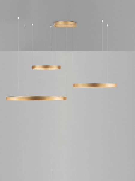 Nova Luce LED Pendelleuchte Elowen dimmbar 181W warmweiss 3000K Gold Aluminium 148x106cm 9345653