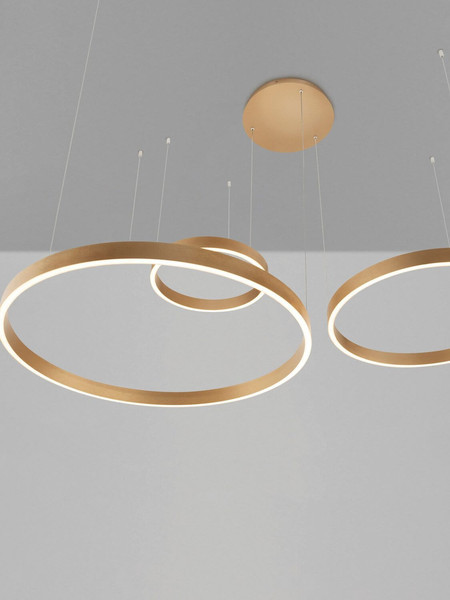 Nova Luce LED Pendelleuchte Elowen dimmbar 181W warmweiss 3000K Gold Aluminium 148x106cm 9345653