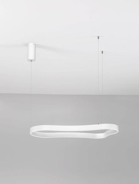 Nova Luce LED Pendelleuchte Dussa dimmbar 52W warmweiss 3000K Weiß Aluminium 90x45cm 9345690