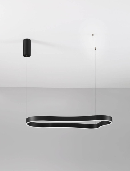 Nova Luce LED Pendelleuchte Dussa dimmbar 52W warmweiss 3000K Schwarz Aluminium 90x45cm 9345691