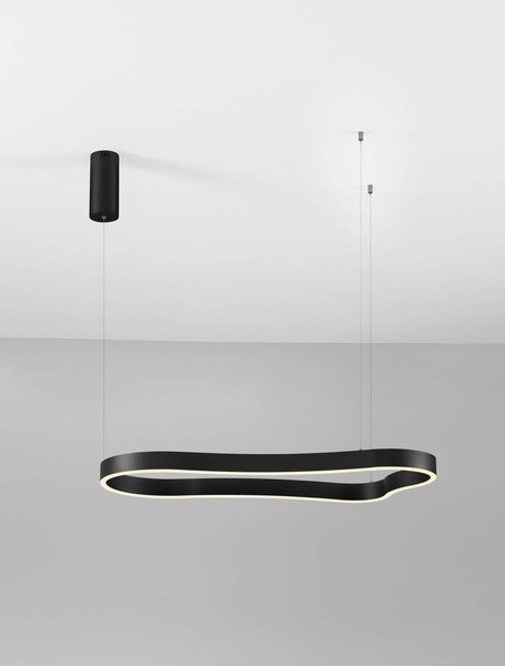 Nova Luce LED Pendelleuchte Dussa dimmbar 52W warmweiss 3000K Schwarz Aluminium 90x45cm 9345691