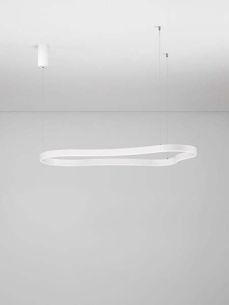 Nova Luce LED Pendelleuchte Dussa dimmbar 61W warmweiss 3000K Weiß Aluminium 120x66cm 9345692