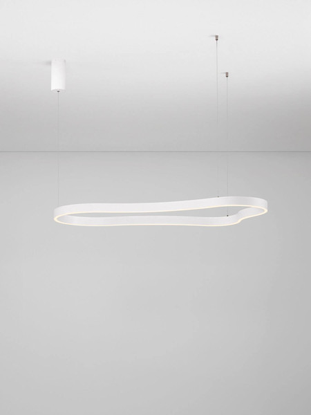 Nova Luce LED Pendelleuchte Dussa dimmbar 61W warmweiss 3000K Weiß Aluminium 120x66cm 9345692