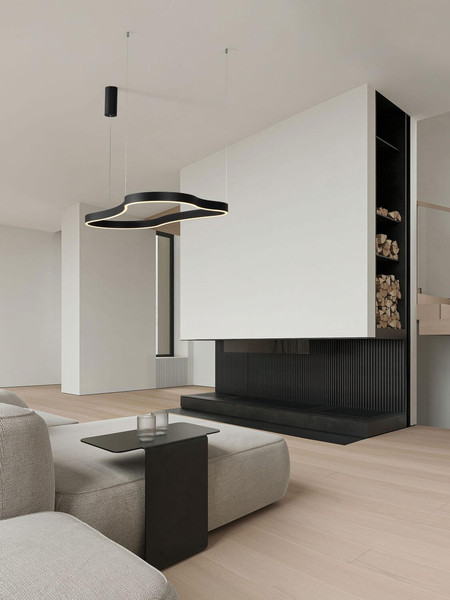 Nova Luce LED Pendelleuchte Dussa dimmbar 61W warmweiss 3000K Schwarz Aluminium 120x66cm 9345693