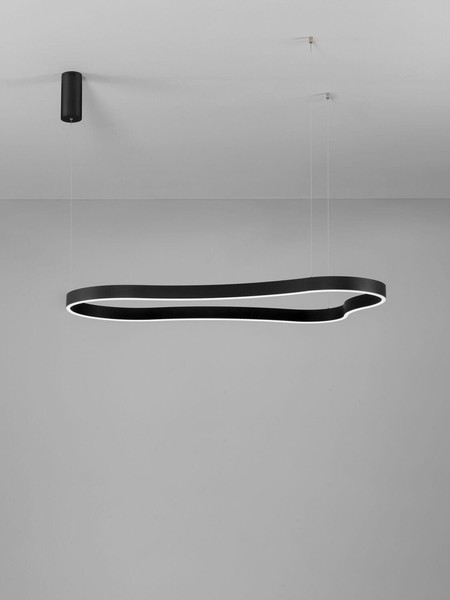 Nova Luce LED Pendelleuchte Dussa dimmbar 61W warmweiss 3000K Schwarz Aluminium 120x66cm 9345693