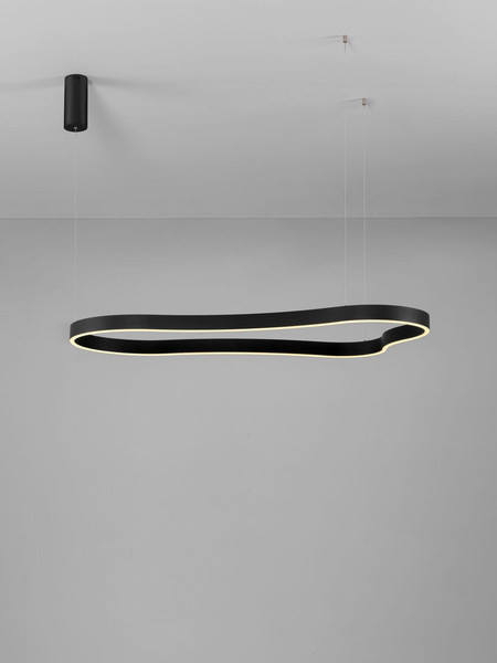 Nova Luce LED Pendelleuchte Dussa dimmbar 61W warmweiss 3000K Schwarz Aluminium 120x66cm 9345693