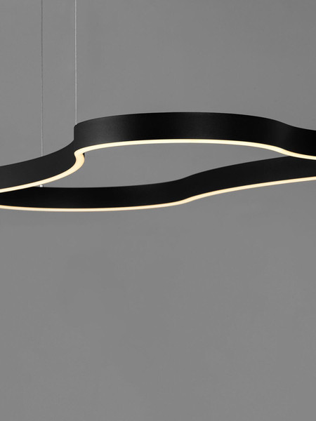 Nova Luce LED Pendelleuchte Dussa dimmbar 61W warmweiss 3000K Schwarz Aluminium 120x66cm 9345693