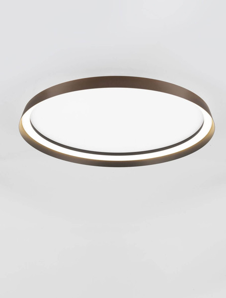 Nova Luce LED Deckenleuchte Ormi dimmbar 48W CCT warm-/neutralweiss 2700/3000/4000K Kaffeebraun Aluminium Ø60cm 9345700