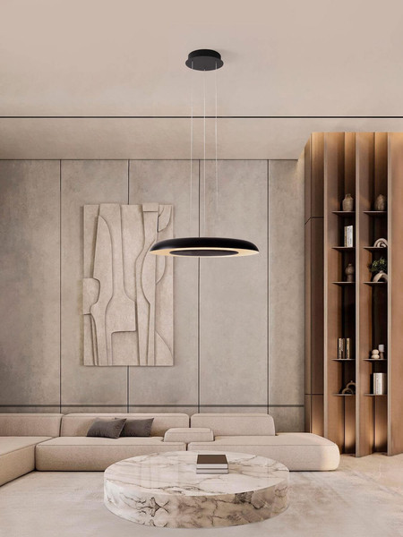 Nova Luce LED Pendelleuchte Epos dimmbar 38W CCT warm-/neutralweiss 2700/3000/4000K Schwarz Weiß Aluminium Ø60cm 9345711