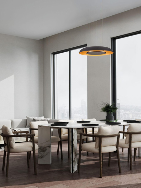 Nova Luce LED Pendelleuchte Epos dimmbar 24W CCT warm-/neutralweiss 2700/3000/4000K Schwarz Gold Aluminium Ø40cm 9345712