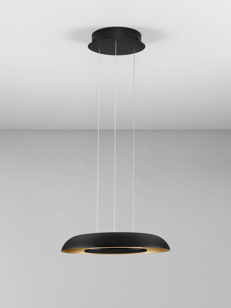 Nova Luce LED Pendelleuchte Epos dimmbar 24W CCT warm-/neutralweiss 2700/3000/4000K Schwarz Gold Aluminium Ø40cm 9345712