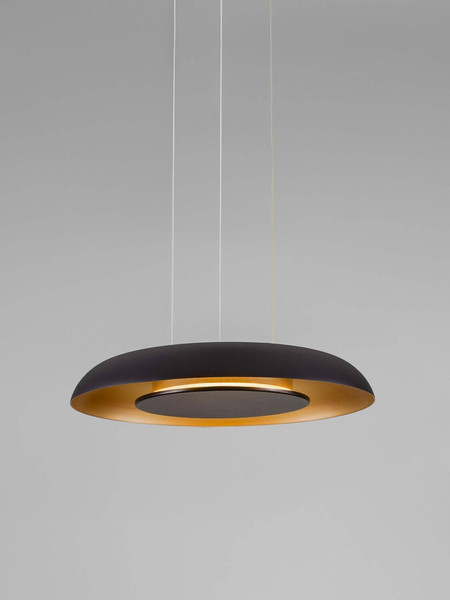 Nova Luce LED Pendelleuchte Epos dimmbar 24W CCT warm-/neutralweiss 2700/3000/4000K Schwarz Gold Aluminium Ø40cm 9345712