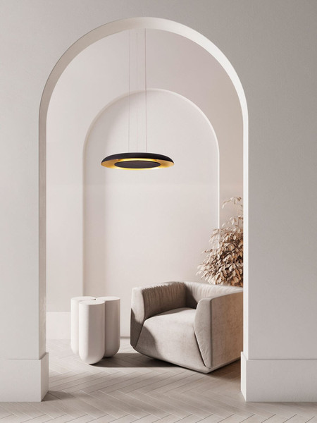 Nova Luce LED Pendelleuchte Epos dimmbar 38W CCT warm-/neutralweiss 2700/3000/4000K Schwarz Gold Aluminium Ø60cm 9345713