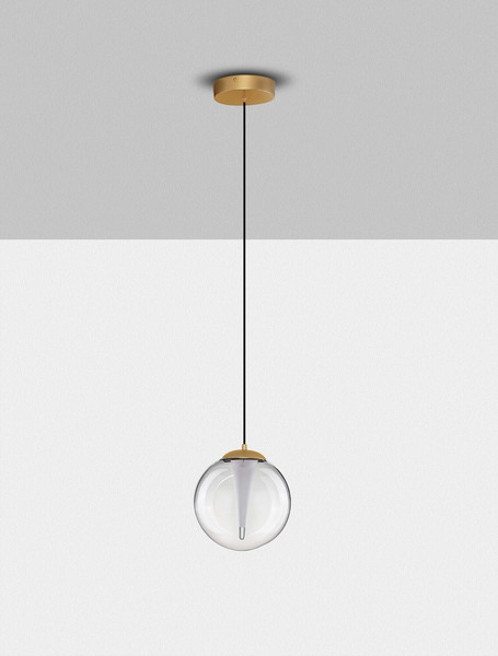 Nova Luce LED Pendelleuchte Galeo dimmbar 7W warmweiss 3000K Gold Glas Metall Ø22cm 9416940