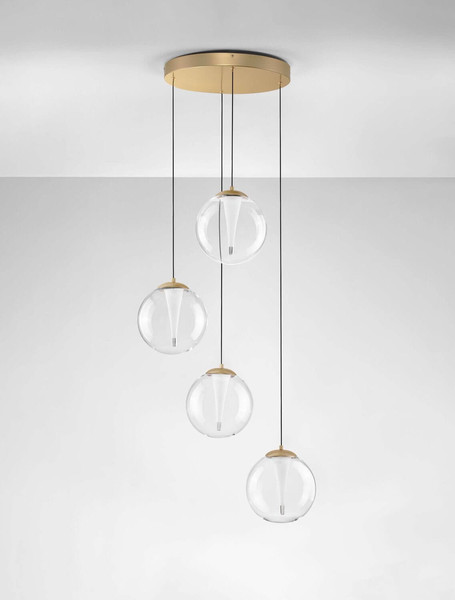 Nova Luce LED Pendelleuchte Galeo dimmbar 25W warmweiss 3000K Gold Glas Metall Ø56cm 9416942