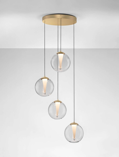 Nova Luce LED Pendelleuchte Galeo dimmbar 25W warmweiss 3000K Gold Glas Metall Ø56cm 9416942