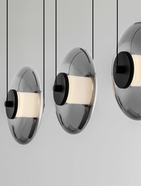 Nova Luce LED Pendelleuchte Ballet dimmbar 24W warmweiss 3000K Schwarz Rauchgrau Glas Metall 102x26cm 9416945