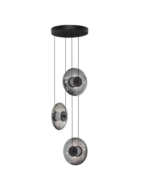 Nova Luce LED Pendelleuchte Ballet dimmbar 24W warmweiss 3000K Schwarz Rauchgrau Glas Metall Ø35cm 9416946