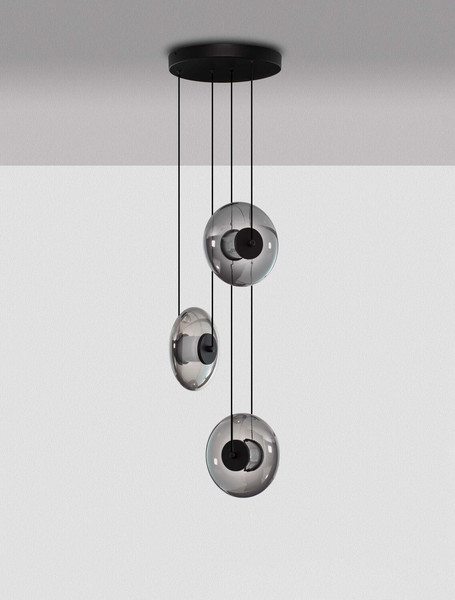 Nova Luce LED Pendelleuchte Ballet dimmbar 24W warmweiss 3000K Schwarz Rauchgrau Glas Metall Ø35cm 9416946