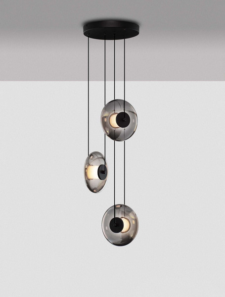 Nova Luce LED Pendelleuchte Ballet dimmbar 24W warmweiss 3000K Schwarz Rauchgrau Glas Metall Ø35cm 9416946