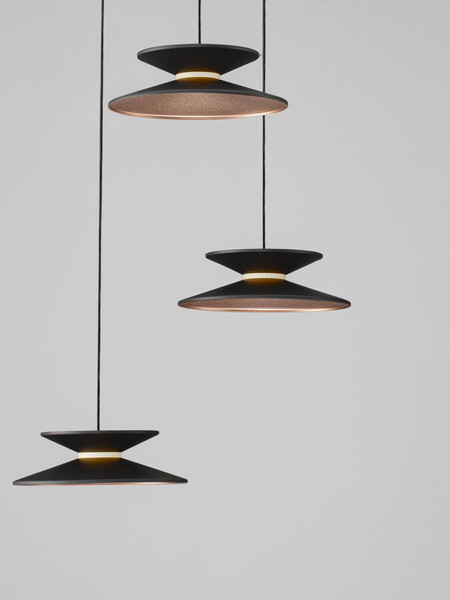 Nova Luce LED Pendelleuchte Morphi dimmbar 15W warmweiss 3000K Schwarz Gold Metall Ø42cm 9416950
