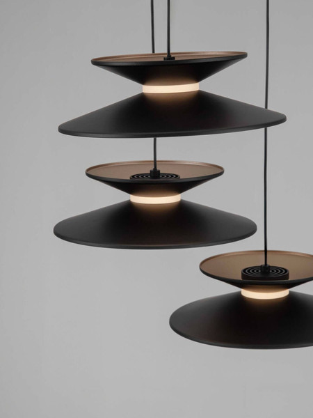 Nova Luce LED Pendelleuchte Morphi dimmbar 25W warmweiss 3000K Schwarz Gold Metall Ø42cm 9416951
