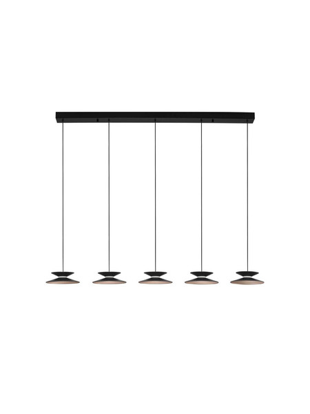 Nova Luce LED Pendelleuchte Morphi dimmbar 25W warmweiss 3000K Schwarz Gold Metall 132x20cm 9416952