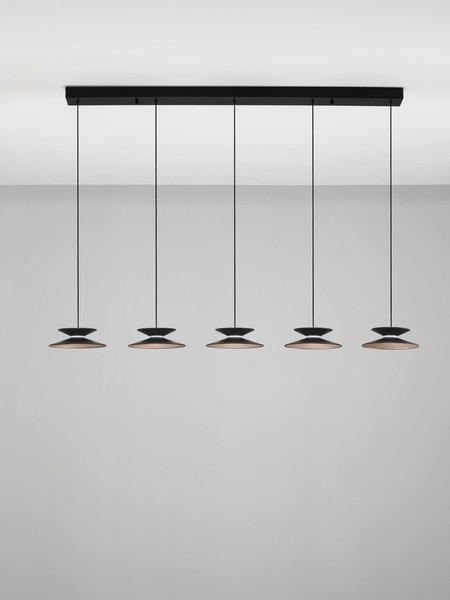 Nova Luce LED Pendelleuchte Morphi dimmbar 25W warmweiss 3000K Schwarz Gold Metall 132x20cm 9416952