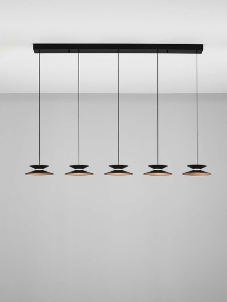 Nova Luce LED Pendelleuchte Morphi dimmbar 25W warmweiss 3000K Schwarz Gold Metall 132x20cm 9416952