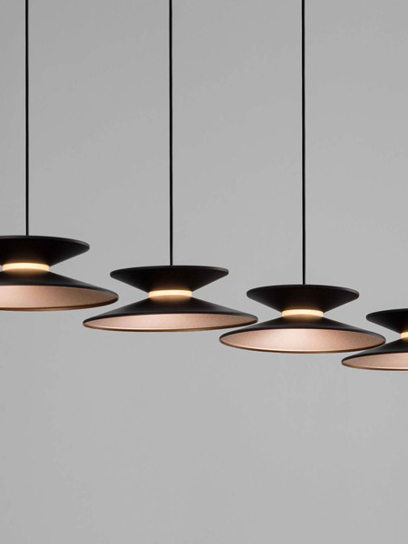 Nova Luce LED Pendelleuchte Morphi dimmbar 25W warmweiss 3000K Schwarz Gold Metall 132x20cm 9416952