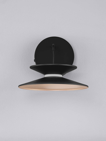 Nova Luce LED Wandleuchte Morphi dimmbar 5W warmweiss 3000K Schwarz Gold Metall Ø20cm 9416953