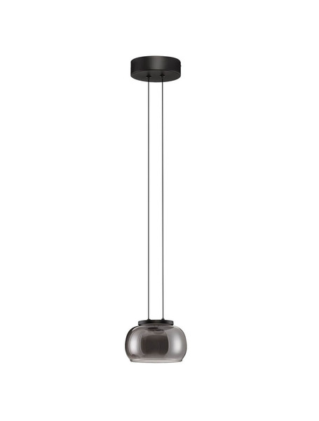 Nova Luce LED Pendelleuchte Bios dimmbar 9W warmweiss 3000K Rauchgrau Schwarz Glas Metall Ø18cm 9416954