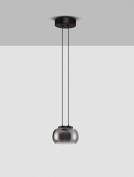 Nova Luce LED Pendelleuchte Bios dimmbar 9W warmweiss 3000K Rauchgrau Schwarz Glas Metall Ø18cm 9416954
