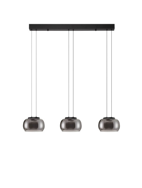 Nova Luce LED Pendelleuchte Bios dimmbar 25W warmweiss 3000K Rauchgrau Schwarz Glas Metall 82x18cm 9416955