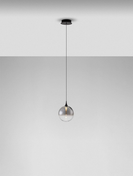 Nova Luce LED Pendelleuchte Orenda 5W warmweiss 3000K Rauchgrau Schwarz Glas Metall Ø16cm 9416957
