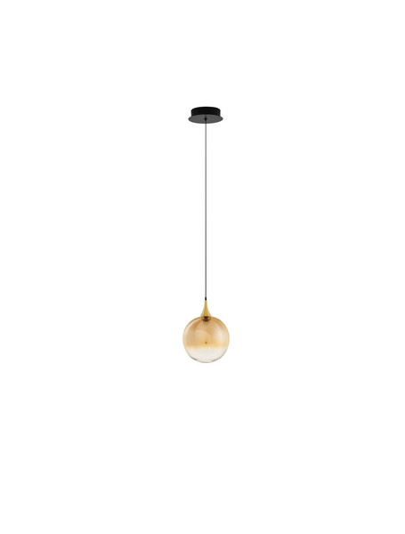 Nova Luce LED Pendelleuchte Orenda 5W warmweiss 3000K Messinggold Schwarz Champagner Glas Metall Ø16cm 9416958