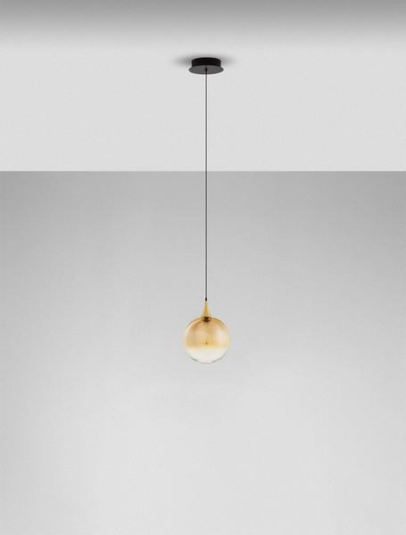 Nova Luce LED Pendelleuchte Orenda 5W warmweiss 3000K Messinggold Schwarz Champagner Glas Metall Ø16cm 9416958