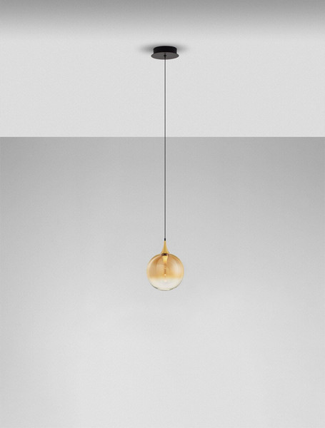 Nova Luce LED Pendelleuchte Orenda 5W warmweiss 3000K Messinggold Schwarz Champagner Glas Metall Ø16cm 9416958