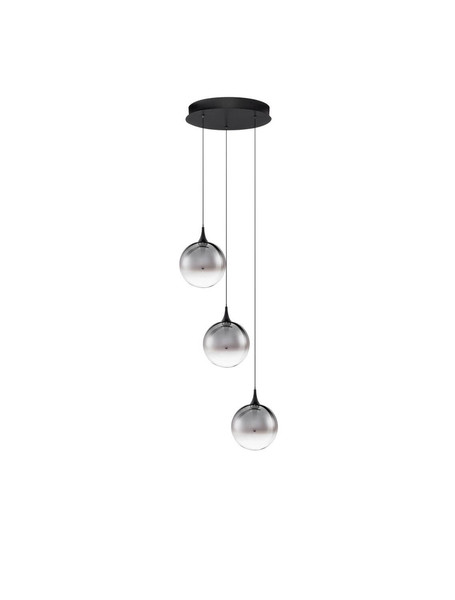 Nova Luce LED Pendelleuchte Orenda dimmbar 15W warmweiss 3000K Rauchgrau Schwarz Glas Metall Ø35cm 9416959