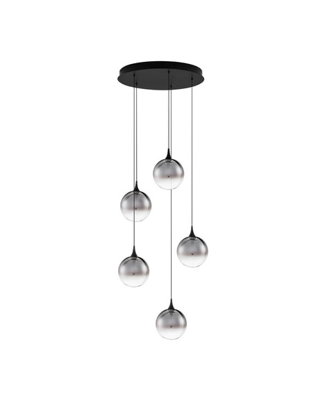 Nova Luce LED Pendelleuchte Orenda dimmbar 20W warmweiss 3000K Rauchgrau Schwarz Glas Metall Ø50cm 9416961