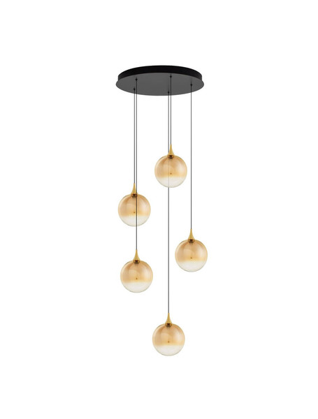 Nova Luce LED Pendelleuchte Orenda dimmbar 20W warmweiss 3000K Messinggold Schwarz Champagner Glas Metall Ø50cm 9416962