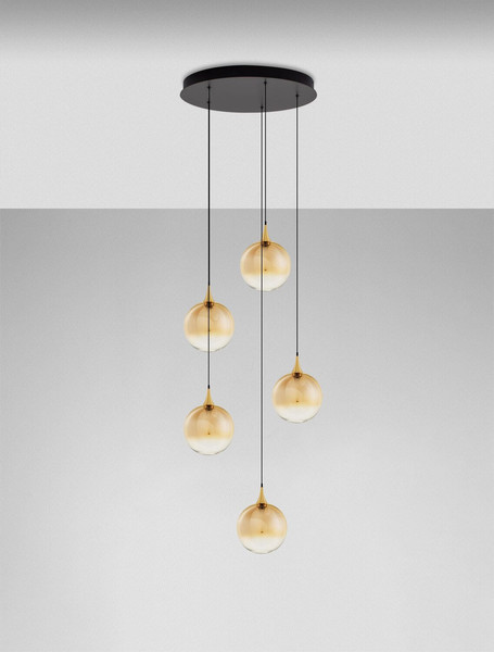 Nova Luce LED Pendelleuchte Orenda dimmbar 20W warmweiss 3000K Messinggold Schwarz Champagner Glas Metall Ø50cm 9416962