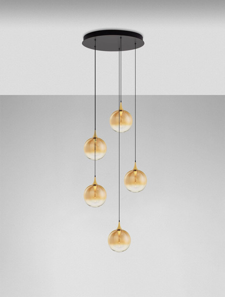 Nova Luce LED Pendelleuchte Orenda dimmbar 20W warmweiss 3000K Messinggold Schwarz Champagner Glas Metall Ø50cm 9416962